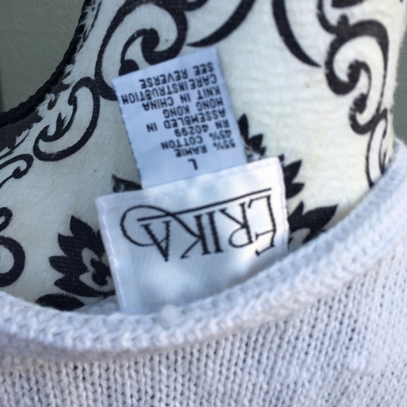 Vintage 90s Erika White Floral Crochet Cardigan Sweater Cotton Ramie L Cottage - Picture 3 of 12